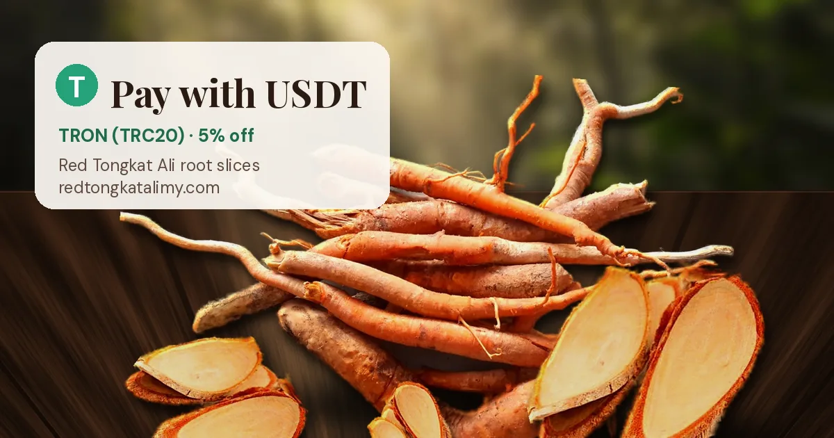 Pay with USDT (TRC20) for Red Tongkat Ali root slices — 5% off
