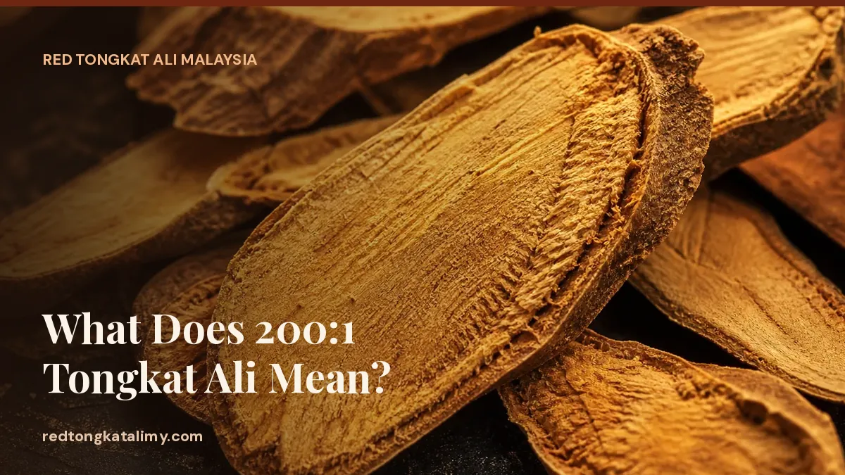 Dried Tongkat Ali root slices — what extract ratios like 200:1 mean